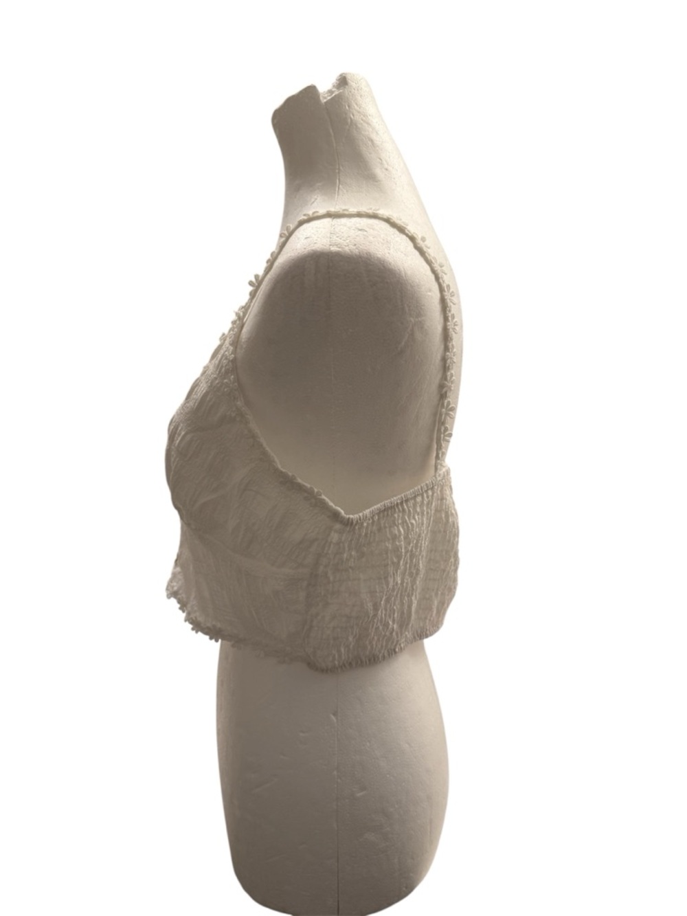 SHEIN White Floral Lace Trim Button-Front Crop Cami, Size M - Picture 2 of 4